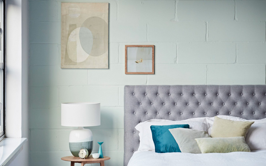 Bedroom Colour Design With Luxe Grey Bed Frame and Frothy White Sheets - Beautiful Homes