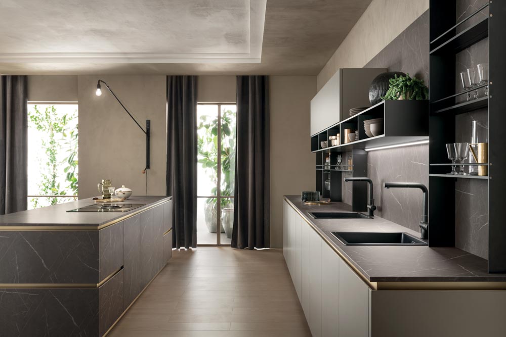 Open kitchen design in grey colour - Beautiful Homes
