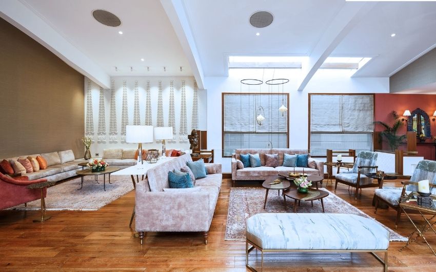 Spacious & maximalist living room design layout & interiors - Beautiful Homes