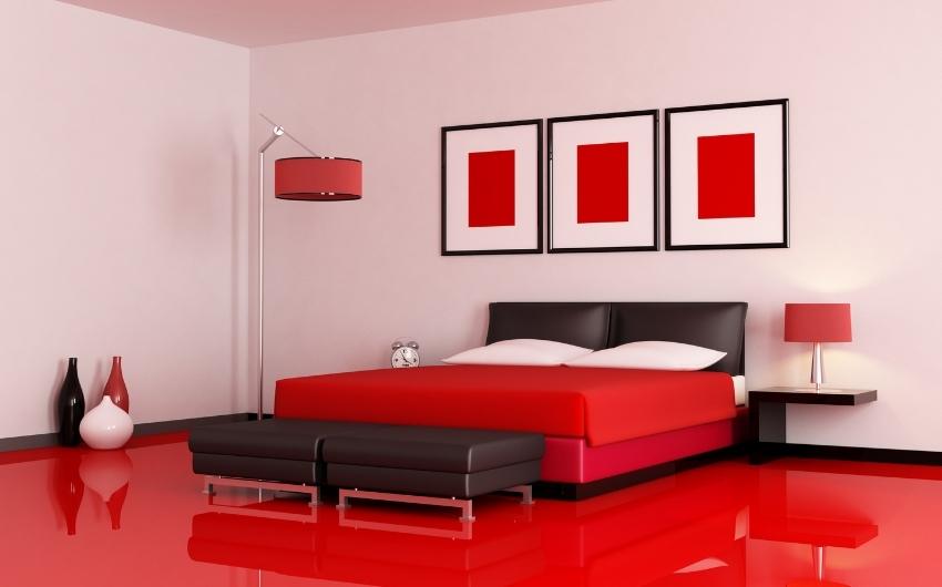 Bedroom design with red oxide tile flooring - Beautiful Homes