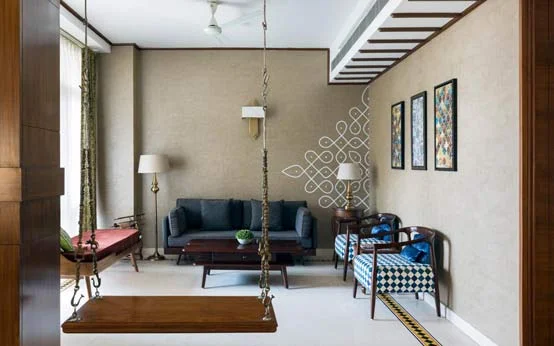 Wood &amp; brass swing design for south indian house design - Beautiful Homes
