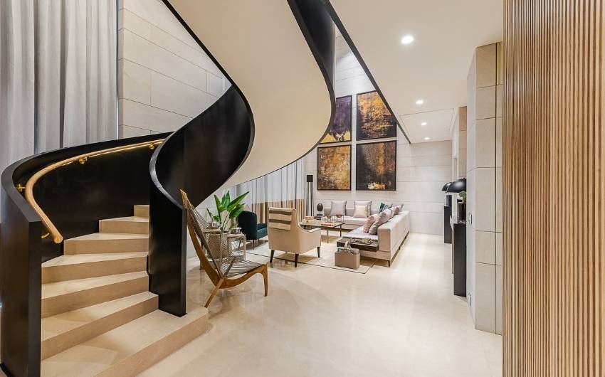 Beautiful modern spiral staircase design in the hallway - Beautiful Homes