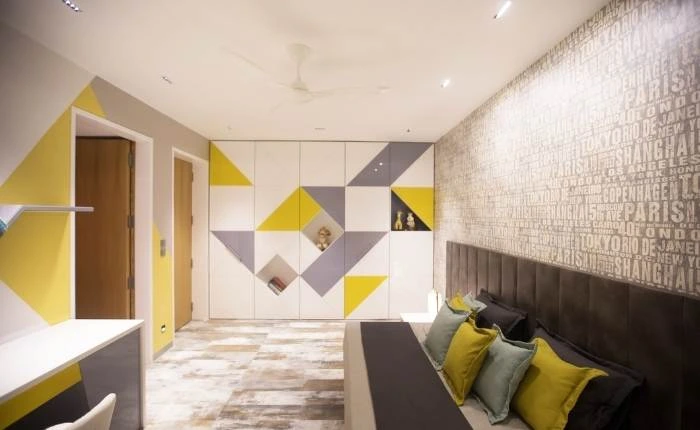 Yellow &amp; grey home colour combination for interiors - Beautiful Homes