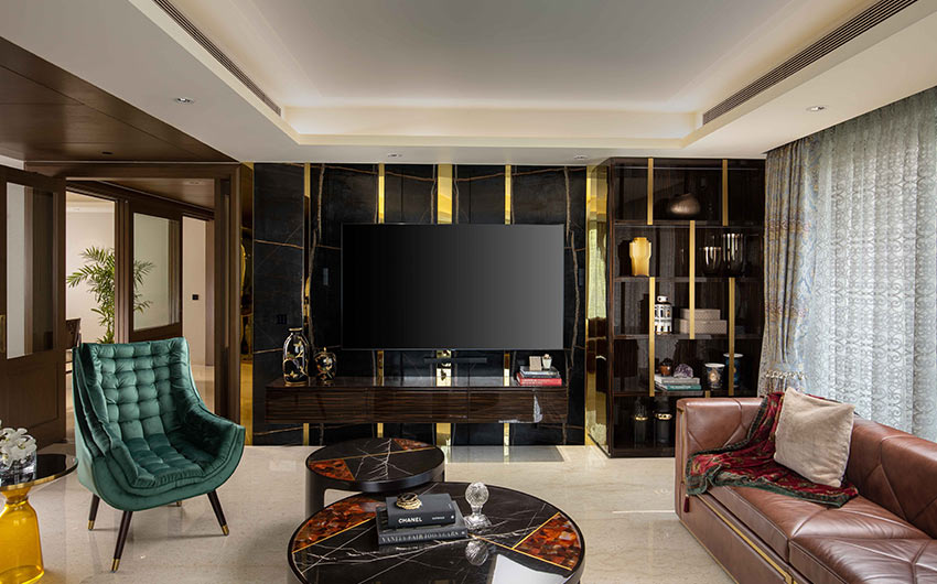 Tv unit wall panel & leather sofas for luxury & comfort in your home - Beautiful Homes