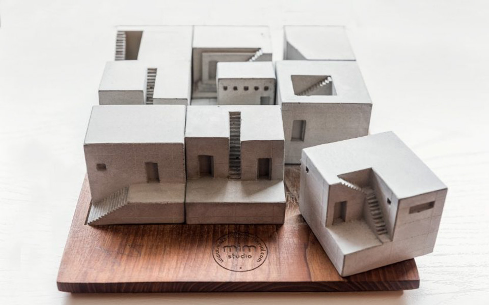 miniature concrete building blocks from MIM Studio