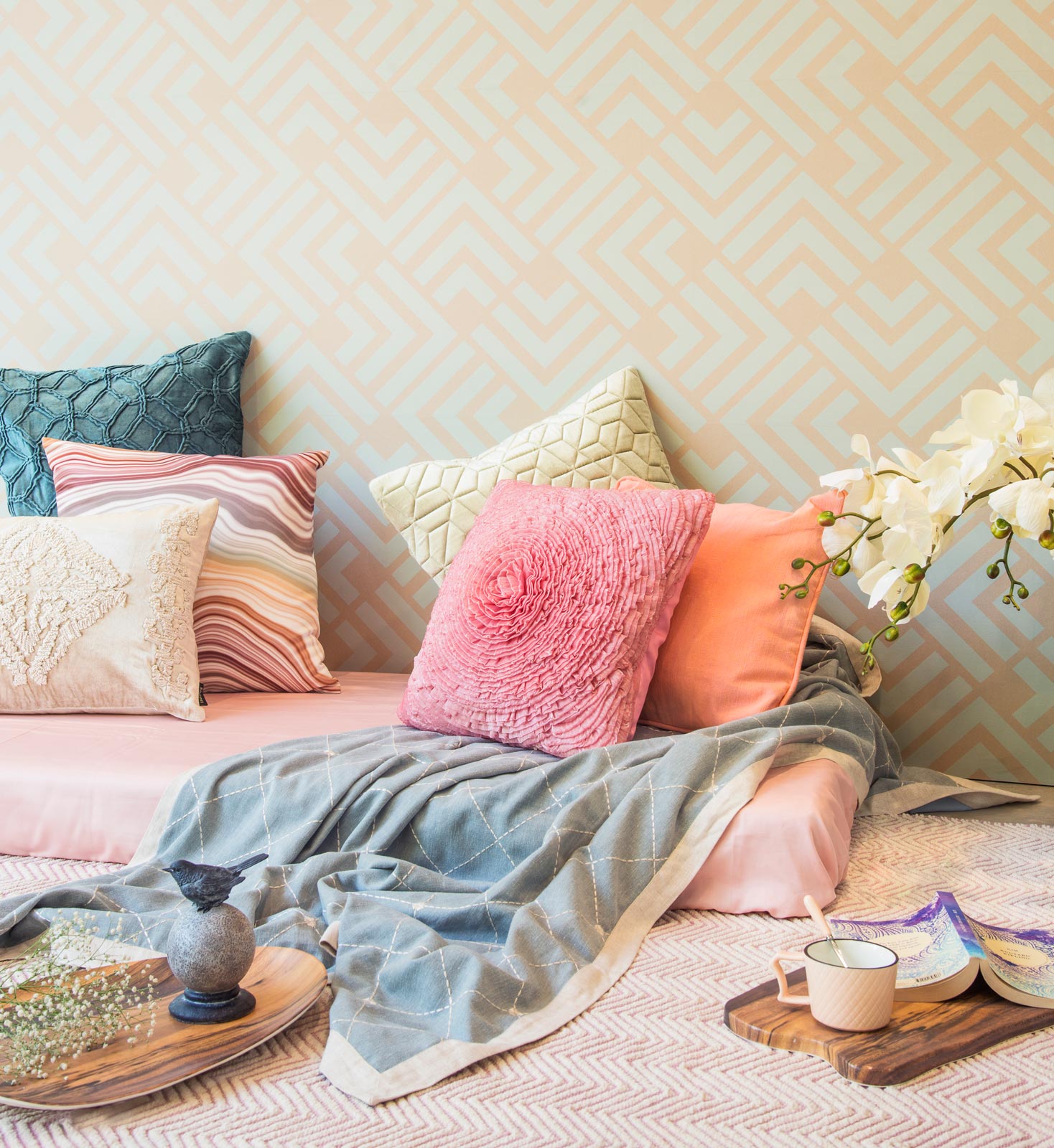Informal Living Room Design Ideas Using Cushions In Velvet & Suede - Beautiful Homes